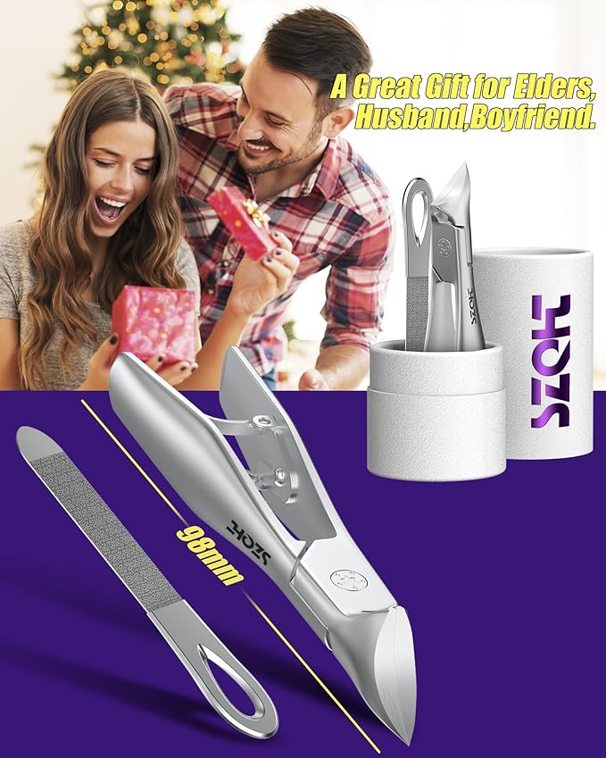 SZQHT Toenail Clippers for Thick & Ingrown Toenails, Heavy-Duty Nail Clippers for Seniors, Men & Women, Ultra-Wide Jaw Toe Nail Clippers, Pedicure Tools for Feet, Stainless Steel Nail Cutter