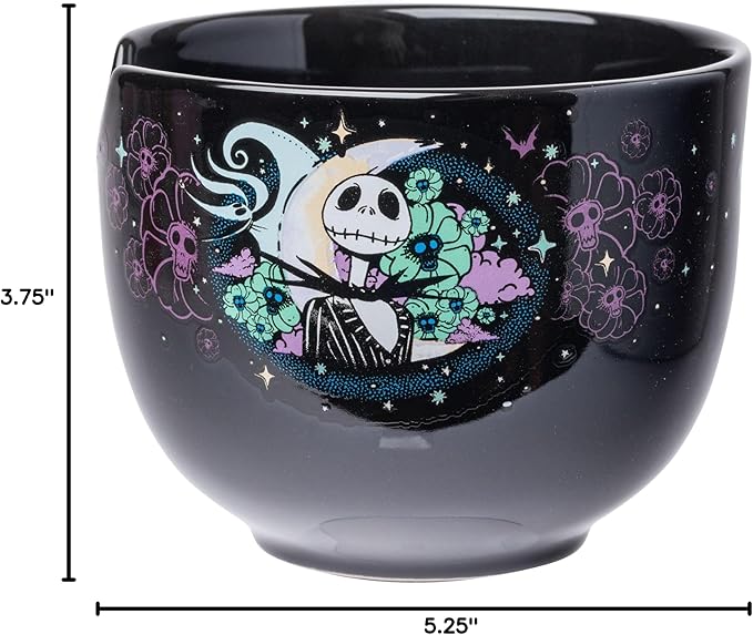 Silver Buffalo Disney Nightmare Before Christmas Starry Night Jack Skellington Ceramic Ramen Noodle Rice Bowl with Chopsticks, Microwave Safe, 20 Ounces
