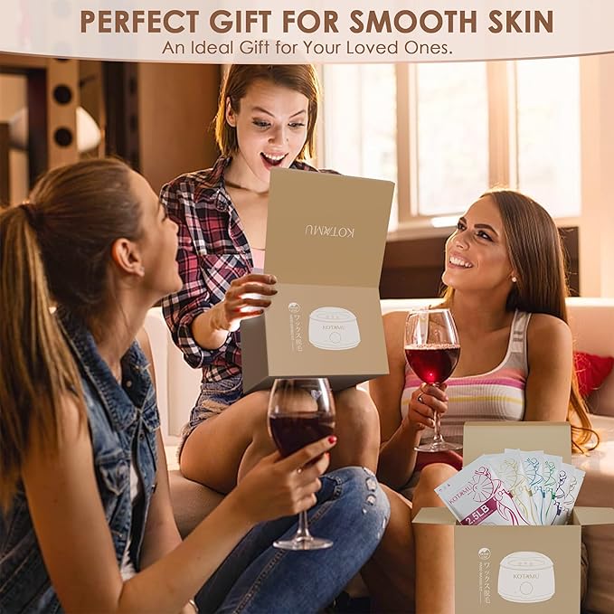 KOTAMU Waxing Kit for Women & Men, White Wax Kit for Hair Removal, Digital Waxing Pot for Thick Coarse Fine Fuzzy Hair & Sensitive Skin, Wax Warmer for Home Salon Use