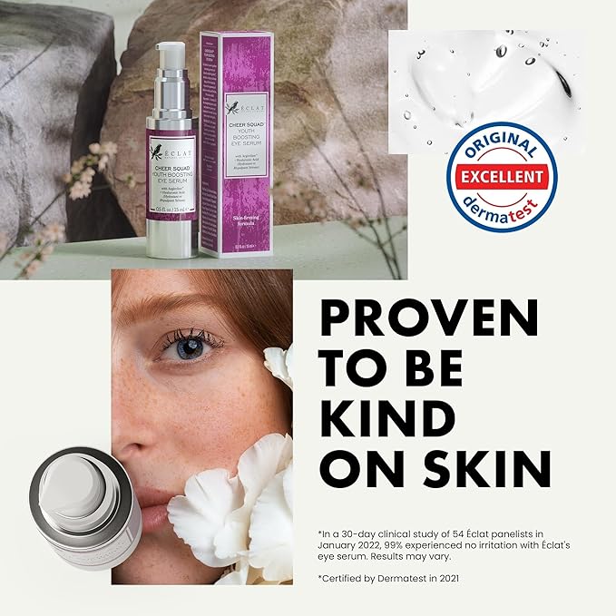 Eclat Skincare Eye Serum with Hyaluronic Acid - Hydrating Formula for Wrinkles, Fine Lines, Crow’s Feet & Eye Bags – Lightweight Serum for Dark Circles and Puffiness – Firming & Brightening 0.5 fl oz