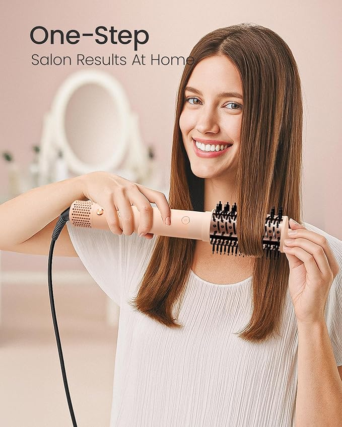 AIMIKE HyperFlow High Speed Blow Dryer Brush, One-Step Hair Dryer & Styler Volumizer, 3X Fast Drying & No Heat Damage, Detachable Hot Air Round Brush for Smooth Frizz-Free Blowout, 3.3'' Overall Dia