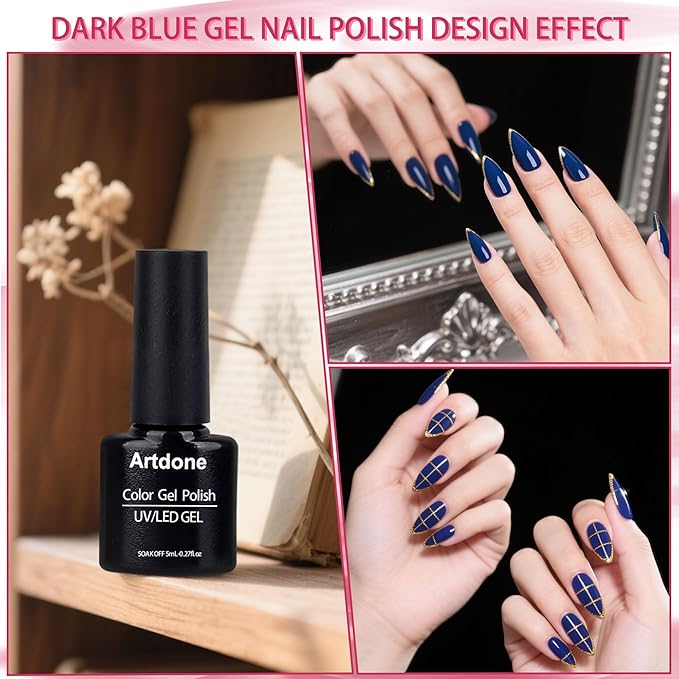 Artdone Gel Nail Polish Set Solid UV Gel 16 Bottles Set Include Top & Matte Top Coat and Base Coat White Pink Yellow Blue Red Colors For All Seasons Neutral Soak Off Manicure Kit For Nail Art