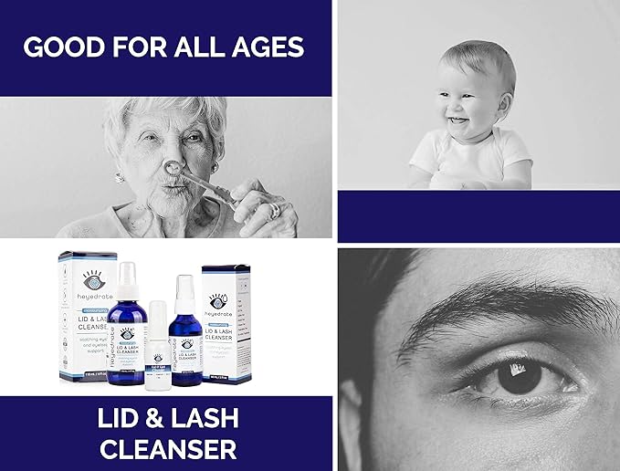 Lid and Lash Cleanser – 4oz Glass Bottle – Pure Hypochlorous Acid Spray for Soothing Dry Eye Irritation – Daily Eyelid & Lash Cleanser