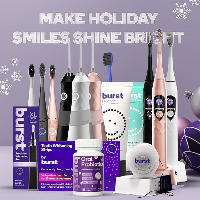 Burst Teeth Whitening Breath Strips (Polar Mint/1 Pack) | Kills 93% of Bad Mouth Germs | Up to 4 Shades Whiter in One Use | Easy to Apply/Quick Dissolving