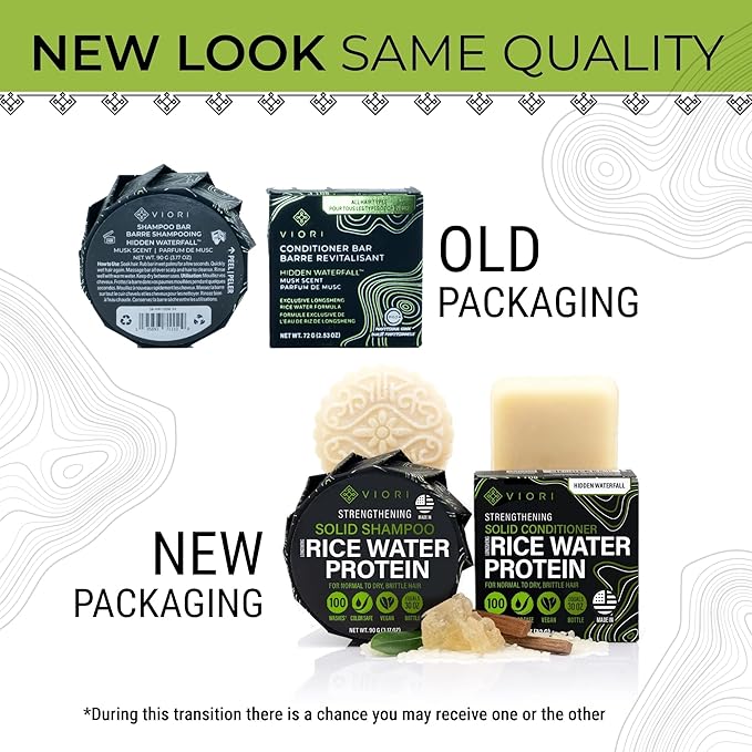 Viori Hidden Waterfall Shampoo Bar - Made with Rice Water for Hair Growth - Handcrafted Sulfate Free Shampoo