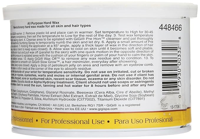 GiGi All Purpose Hard Wax for Hair Removal - DIY At-Home Waxing Kit for Face & Body, 14 oz
