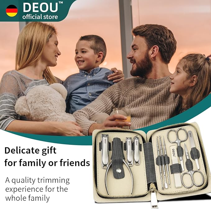 DEOU Manicure Sets Nail Clippers Stainless Steel Manicure and Pedicure kit Girls Professional Nail Files and Men's Grooming Scissors Tools for Home Personal Care or Gifts (Pink)