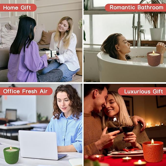 Scented Candle, 4pcs Aromatherapy Candle with Colorful Cans, Nature Scents Soy Candle Jar 60-Hour Burn Time with Warm Flame Candles Gift for Christmas Home