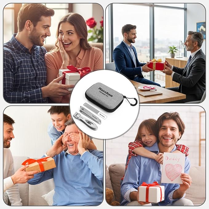 3-Piece Nail Clipper Set, Stainless Steel Fingernail & Toenail Clippers with Nail File, Compact Travel Case, Portable Grooming Kit for Toiletry Bag, Home Use, Men & Women