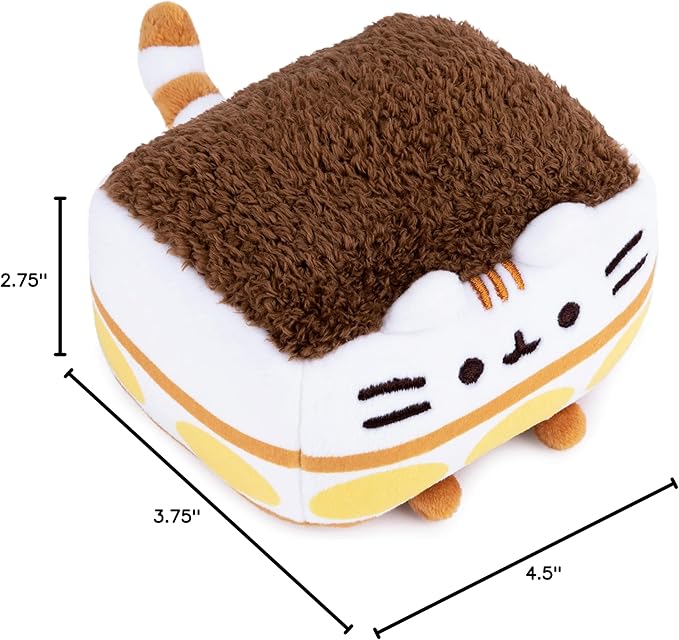 GUND Pusheen Tiramisu Plush Squishy, Stuffed Animal for Ages 8 and Up, White/Brown, 4”