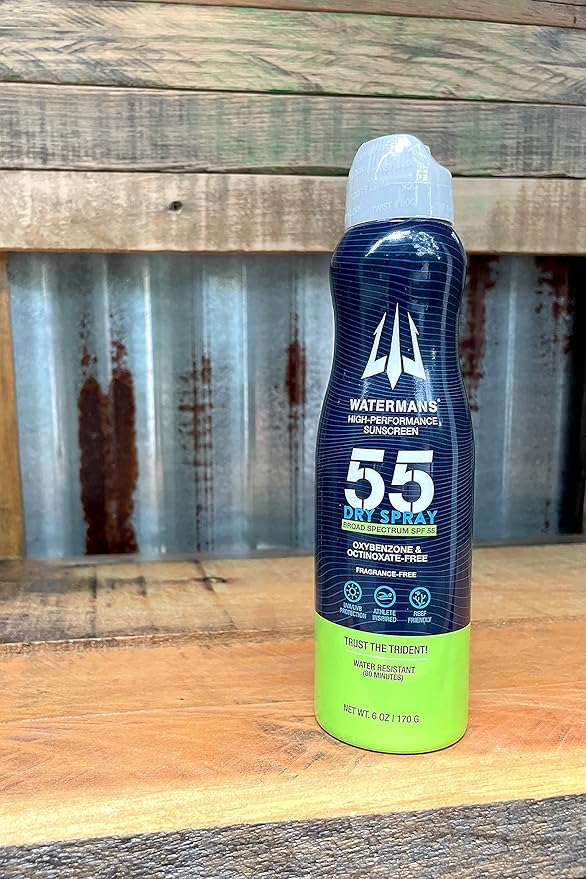 Watermans Dry Spray Sunscreen SPF 55 – Reef Safe, Broad Spectrum UVA/UVB Protection, Fragrance Free, Oxybenzone Free Sunscreen Spray