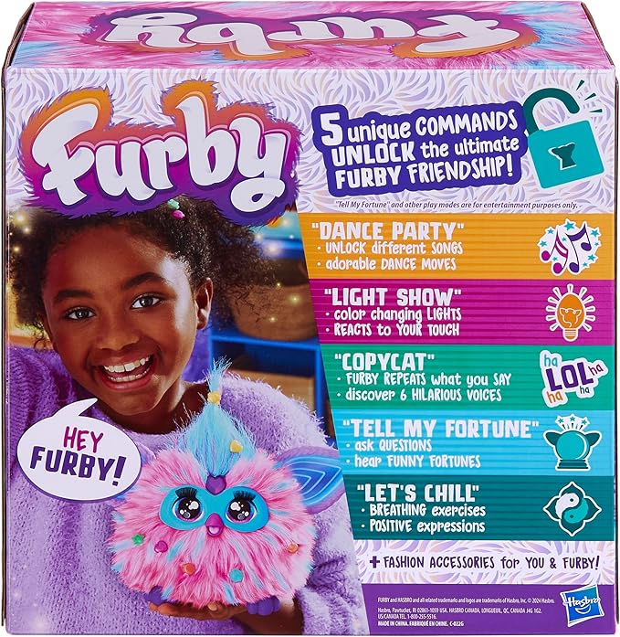 Furby Cotton Candy, 15 Fashion Accessories, Interactive Plush Toys for 6 Year Old Girls & Boys & Up, Voice Activated Animatronic, Pink & Blue (Amazon Exclusive)