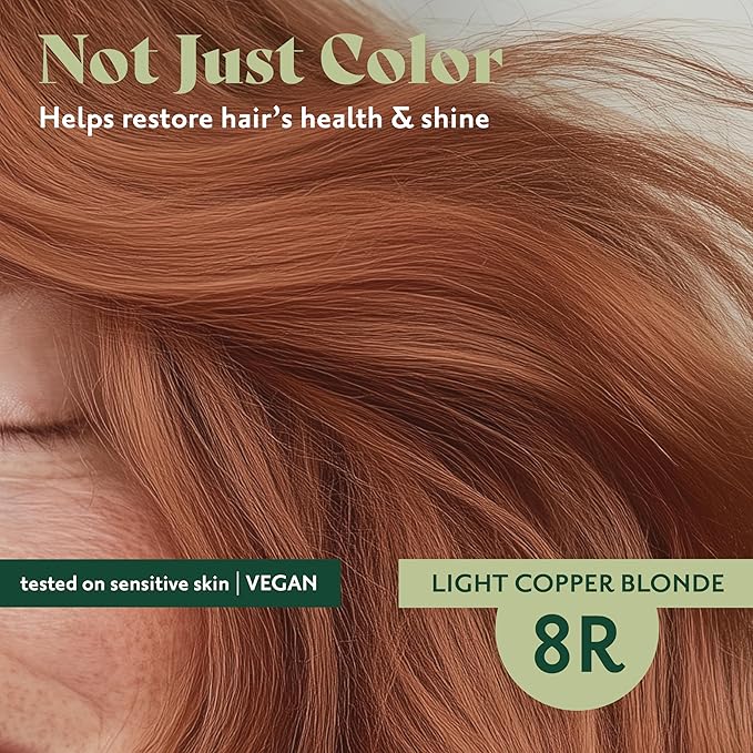 Herbatint Permanent Hair Dye For Women - 8R Light Copper Blonde - For Up To 100% Gray Coverage of Resistant Gray Hair - Ammonia-Free, Alcohol-Free & Vegan - Salon Influenced Hair Color 5.75 fl oz