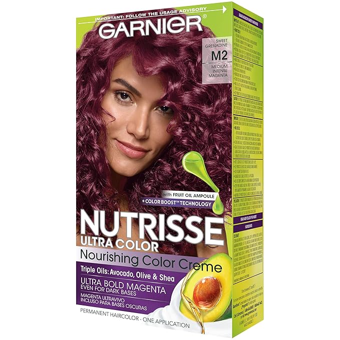 Garnier Hair Color Nutrisse Ultra Color Nourishing Hair Color Creme, Sweet Grenadine M2, 1 Count