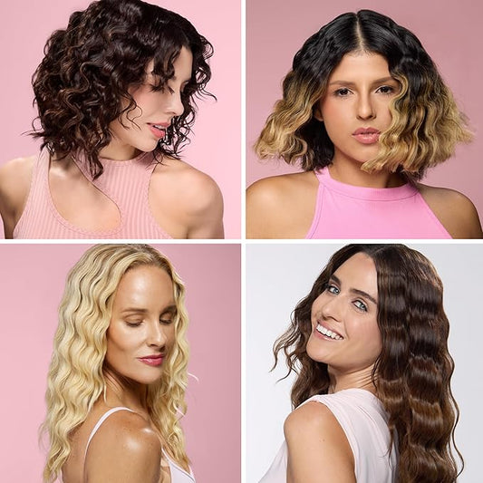 L'ANGE HAIR SculptWaver Titanium Deep Wave Crimper | Modern Crimper for Easy, Uniform Waves & Sculpted Texture | Negative Ion Technology for Frizz-Free Shine & Smooth Hair (Blush - Small)