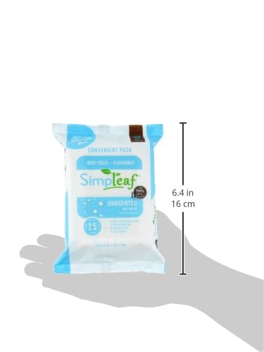 Simpleaf Flushable Wet Wipes Unscented | Plastic Free, Paraben & Alcohol Free | Hypoallergenic & Safe for Sensitive Skin | Soothing Aloe Formula | Adult Toilet Wipes (12 x 50 Counts Pack) 600 Counts