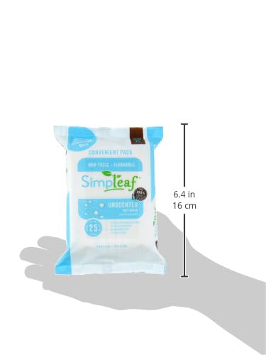 Simpleaf Flushable Wet Wipes Unscented | Eco-Friendly, Paraben & Alcohol Free | Hypoallergenic & Safe for Sensitive Skin | Soothing Aloe Formula | (6 x 25 Counts Convenient Pack) 150 Counts Total