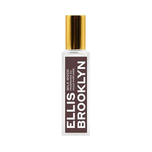 Ellis Brooklyn Milk Wood Perfume Oil Roll-On for Women – Sandalwood & Amber Musk Perfume Oil - Notes of Coconut Milk, Freesia & Bergamot– Long Lasting Fragrance, Travel-Friendly Rollerball, 15ml
