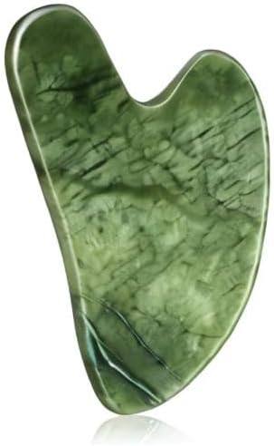 rosenice Gua Sha Scraping Massage Tool Natural Jade Guasha Board for Therapy Trigger Point Treatment Dark Green