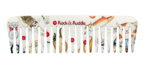 Rock & Ruddle Wide Tooth Comb | Perfect for Detangling Wet Hair and Applying Hair Color - Cute Cats