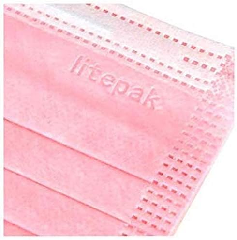 Litepak 125-Pack Disposable Face Mask Premium Comfort Earloops with Dispenser Box (Pink)