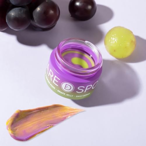 Lip Mask, Hydrating Overnight Lip Sleeping Mask, Lip Moisturizer for Dry Cracked Lips Care, Dual-Color Korean Lips Balm with Vitamin C and Shea Butter for Nourishing and Softening Lips - Grape