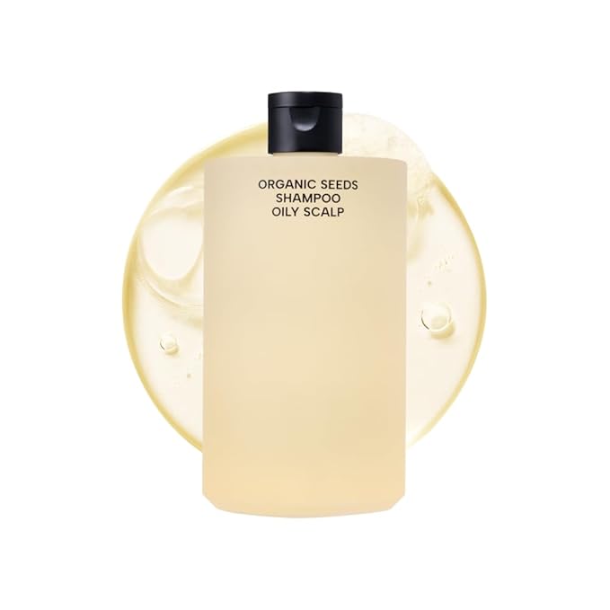 Whamisa Organic Seeds Shampoo for Oily Scalp, Fermented Postbiotic Formula for Refreshing Cleanse, Balanced Oil Control, Scalp Conditioning, Dandruff Care (490ml)