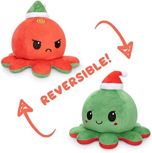 TeeTurtle - The Original Reversible Octopus Plushie - Naughty + Nice - Cute Sensory Fidget Stuffed Animals That Show Your Mood - Perfect gift for the Holidays!