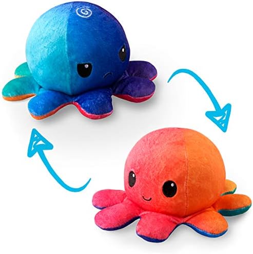 TeeTurtle - The Original Reversible Octopus Plushie - Sunset + Mermaid - Cute Sensory Fidget Stuffed Animals That Show Your Mood