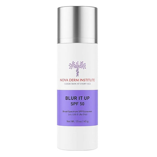 Blur It Up Tinted Sunscreen for Face Daily Mineral Sunscreen with Zinc Oxide - Makeup Primer - Hydrating Sun Skin Care by NOVA DERM INSTITUTE Made in USA (1.7 fl oz)