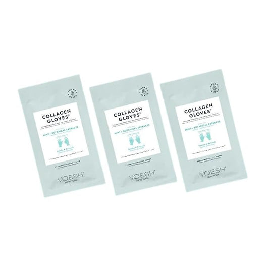 VOESH Collagen Gloves, Vegan Hand Masks, Peppermint, 3 Pack, Moisturizing Hand Mask, Lotion Gloves, Hydrating Gloves, Hand Care, Spa Manicure Gloves, Dry Hand Treatment