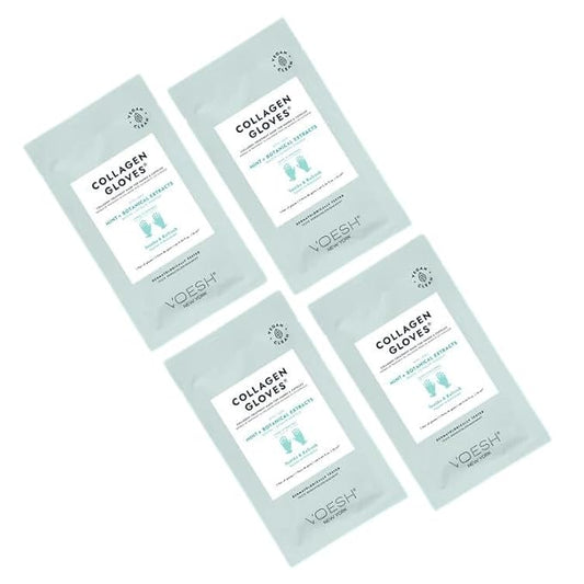 VOESH Collagen Gloves, Vegan Hand Masks, Peppermint 4 Pack, Moisturizing Hand Mask, Lotion Gloves, Hydrating Gloves, Hand Care, Spa Manicure Gloves, Dry Hand Treatment