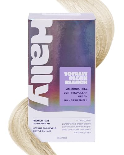 Bleach Kit by Hally Hair, Totally Clean Bleach - Hair Lightener Kit Includes Toning Cream Bleach & Developer & Conditioner - Gentle Nourishing Hair Bleaching Lifts Up to 8 Levels, Vegan & Cruelty Free