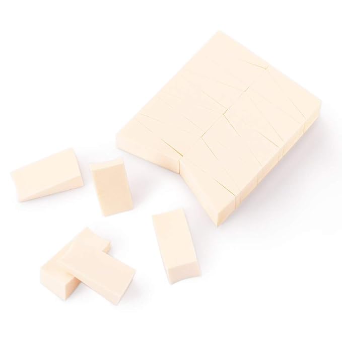 OWLFAVO 48pcs Makeup Cosmetic Wedges Sponges Triangle Latex Free Disposable Beauty Foam Powder Blender Applicator Facial Puffs for Flawless Foundation, Sensitive and All Skin Types