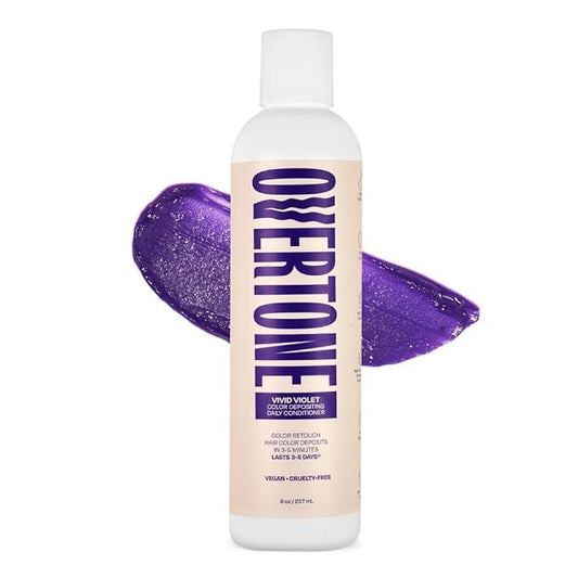 Overtone Daily Color Depositing Conditioner: 8oz Temporary Coloring Conditioner with Shea Butter & Coconut Oil, Refresh Color & Prevent Fading, Cruelty-Free, Extreme Purple is Vivid Violet
