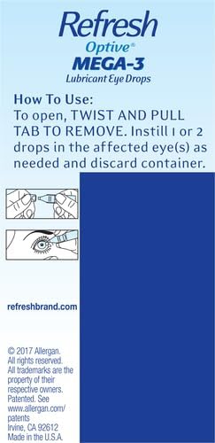 Refresh Optive MEGA-3 Lubricant Eye Drops Preservative-Free Artificial Tears, 0.01 fl oz (0.4 mL), 30 Single-Use Containers