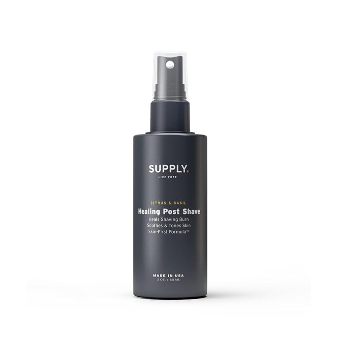 SUPPLY Healing Post Shave- Citrus & Basil After Shave- Alcohol- Free Soothing Formula for Men- Nourishes, Soothes and Boost Cell Repair- for Sensitive and Acne-Prone Skin- 2 oz. Bottle