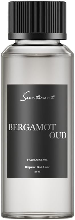 Scentiment Diffuser Oil - Bergamot Oud | Aromatherapy Home Fragrance | Luxurious Scent with Notes of Orange, Bergamot, Oud (120ml)