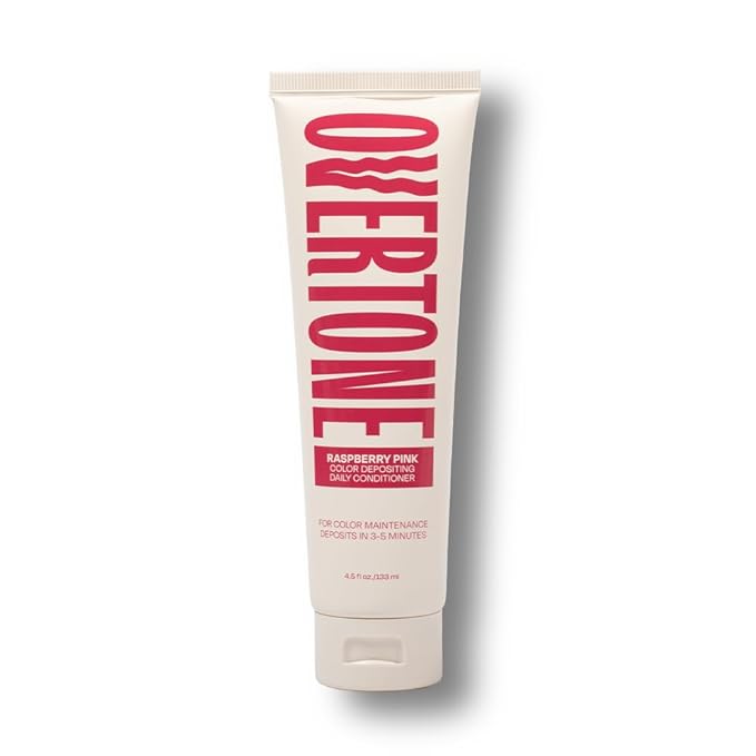 Overtone Daily Color Depositing Conditioner - 4.5oz Temporary Coloring Conditioner w/Shea Butter & Coconut Oil - Refresh Color & Prevent Fading - Vegan & Cruelty-Free, Pink for Brown is Rapsberry Pink