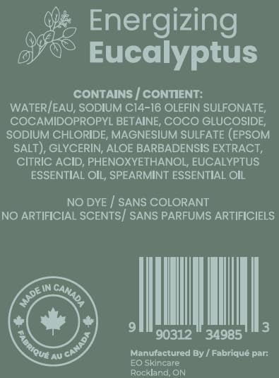 Luxury Foaming Bath - Natural Scented Bubble Bath with Essential Oils and Epsom Salt - Energizing Eucalyptus Scent, 33.8 fl oz / 1L