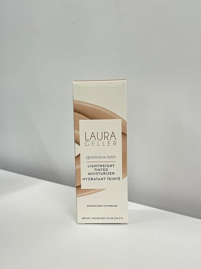 LAURA GELLER NEW YORK Quench-n-Tint Lightweight Tinted Moisturizer, Porcelain/Fair - Sheer to Light Buildable Coverage - Natural Glow Finish - Lightweight Formula - Hydratant Teinte