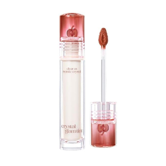 CLIO CRYSTAL GLAM TINT (020 VANILLA APPLE), Glossy Finish, Lightweight, Weightless, Buildable, Glass-Like, Smoothing, Long-Lasting, Vivid, Transparent, Shiny, Moisturizing Lip Stain, Korean Lip Tint