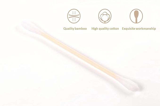 1500pcs Natural Bamboo Cotton Buds,Organic Biodegradable Cotton Swabs