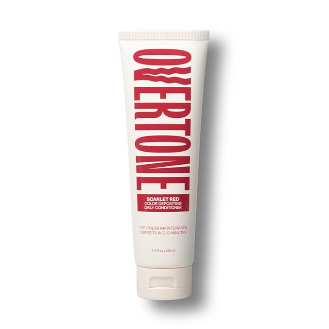 Overtone Daily Color Depositing Conditioner - 4.5oz Temporary Coloring Conditioner with Shea Butter & Coconut Oil - Refresh Color & Prevent Fading - Vegan & Cruelty-Free, Red for Brown is Scarlet Red