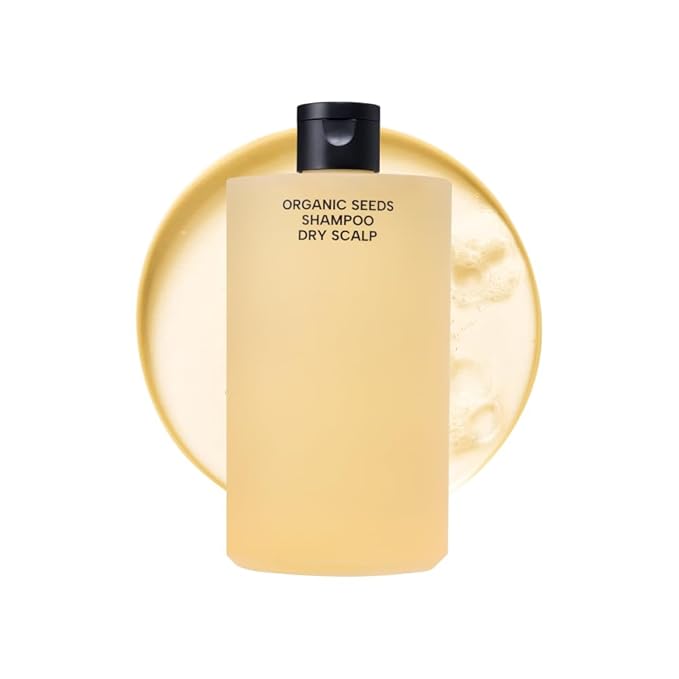 Whamisa Organic Seeds Shampoo for Dry Scalp, Fermented Postbiotic Formula for Refreshing Cleanse, Scalp Conditioning, Dandruff Care, Moisturizing, Hydrating (490ml)