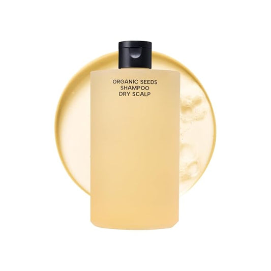 Whamisa Organic Seeds Shampoo for Dry Scalp, Fermented Postbiotic Formula for Refreshing Cleanse, Scalp Conditioning, Dandruff Care, Moisturizing, Hydrating (490ml)