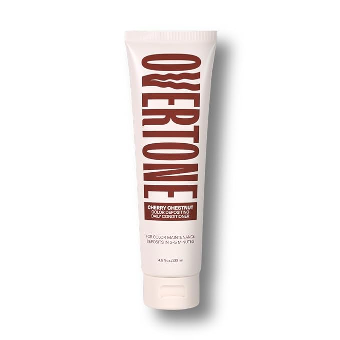 Overtone Daily Color Depositing Conditioner for Dyed & Natural Hair - 4.5oz Temporary Coloring with Shea Butter & Coconut Oil - Refresh Color & Prevent Fading - Vegan & Cruelty-Free, Cherry Chestnut