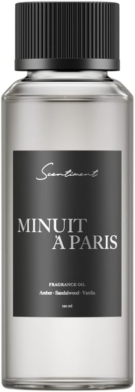 Scentiment Diffuser Oil - Minuit à Paris | Aromatherapy Home Fragrance | Inspired by Luxury Five Star Hotel Scents | Luxurious Scent with Notes of Amber, Sandalwood, Vanilla (120 mL)