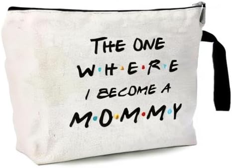 The One Where I Become a Mommy Funny New Mommy Cosmetic Bag, for Travel Toiletry Zipper Storage Pouch Makeup Bag, Baby Shower Presents, Congratulations Gifts for First Time Mom, Pregnancy Gifts