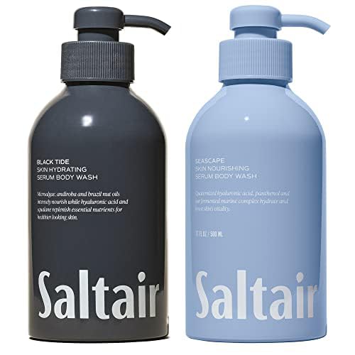 Saltair Body Wash, For Him Scents 2-Pack. Moisturizing Body Cleanser with Monoi Oil and Cupuacu Butter. Luxury Shower Gel for Women and Men. Vegan, Cruelty-Free, Paraben-Free. 2x 17oz Pump Bottles
